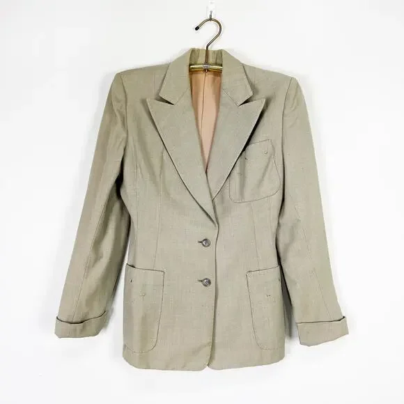 Vintage 50s embroidered beige blazer Tailored by Buddy Bates Size XS - Picture 11 of 11